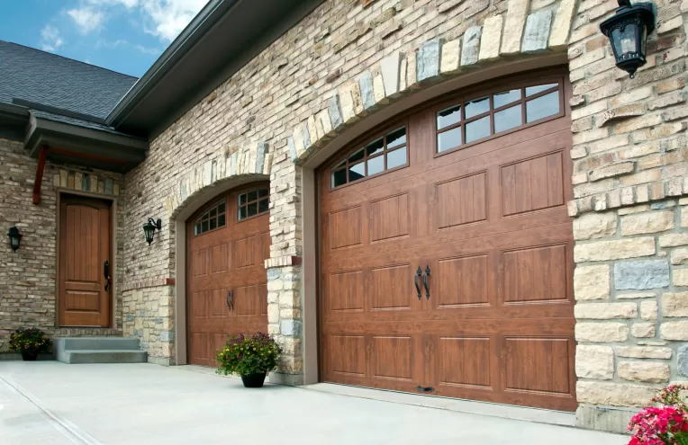 Gallery Wood Grain Garage Door Example from Sideview