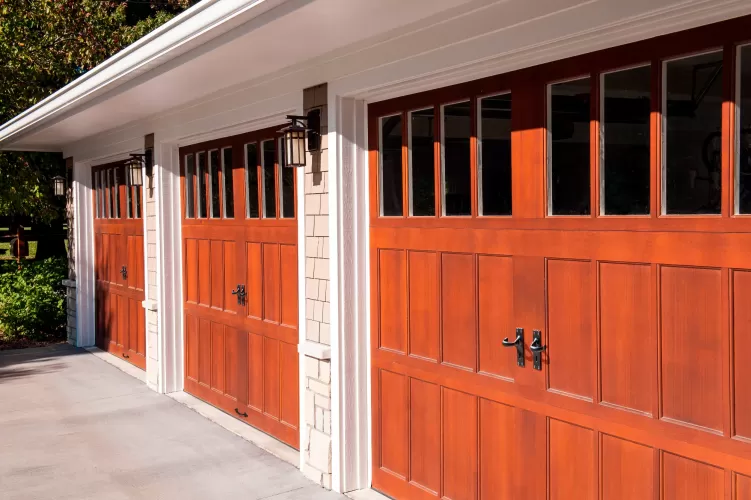 Reserve Wood Collection Garage Door Example with Windows Sideview