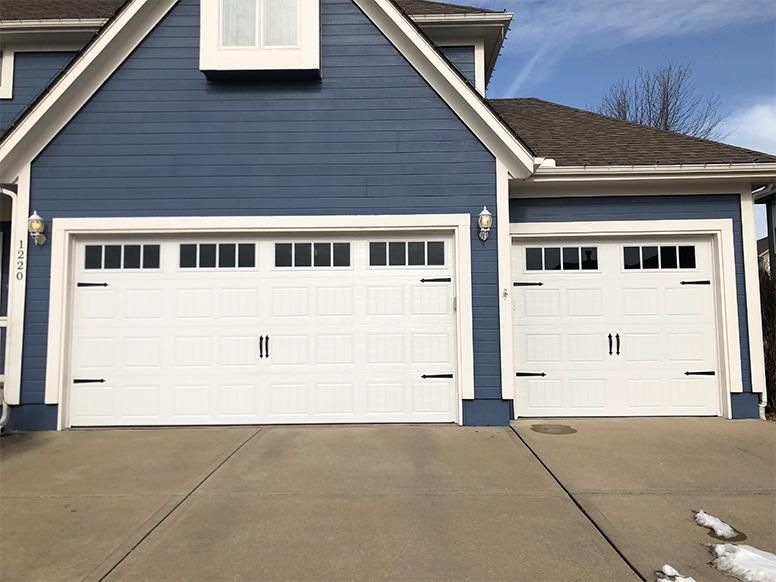 New Garage Door Installation - White Doors with Windows